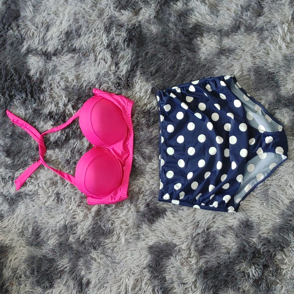 Vintage Style Halter Top High Waisted Bikini XL